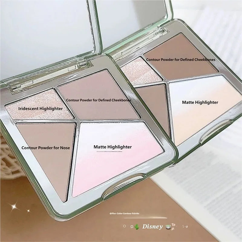 All-in-One Contour Palette Makeup Pearlescent Highlighter&Matte Nose Shadow Shimmer Sculpt&Define Beauty Natural Finish Cosmetic