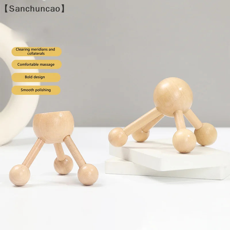 1 Pcs Neck Back 3/4-Leg Massage Roller Wooden Head Scalp Massager Octopus Claws Relax SPA Tools For Hair Growth Stress Relief