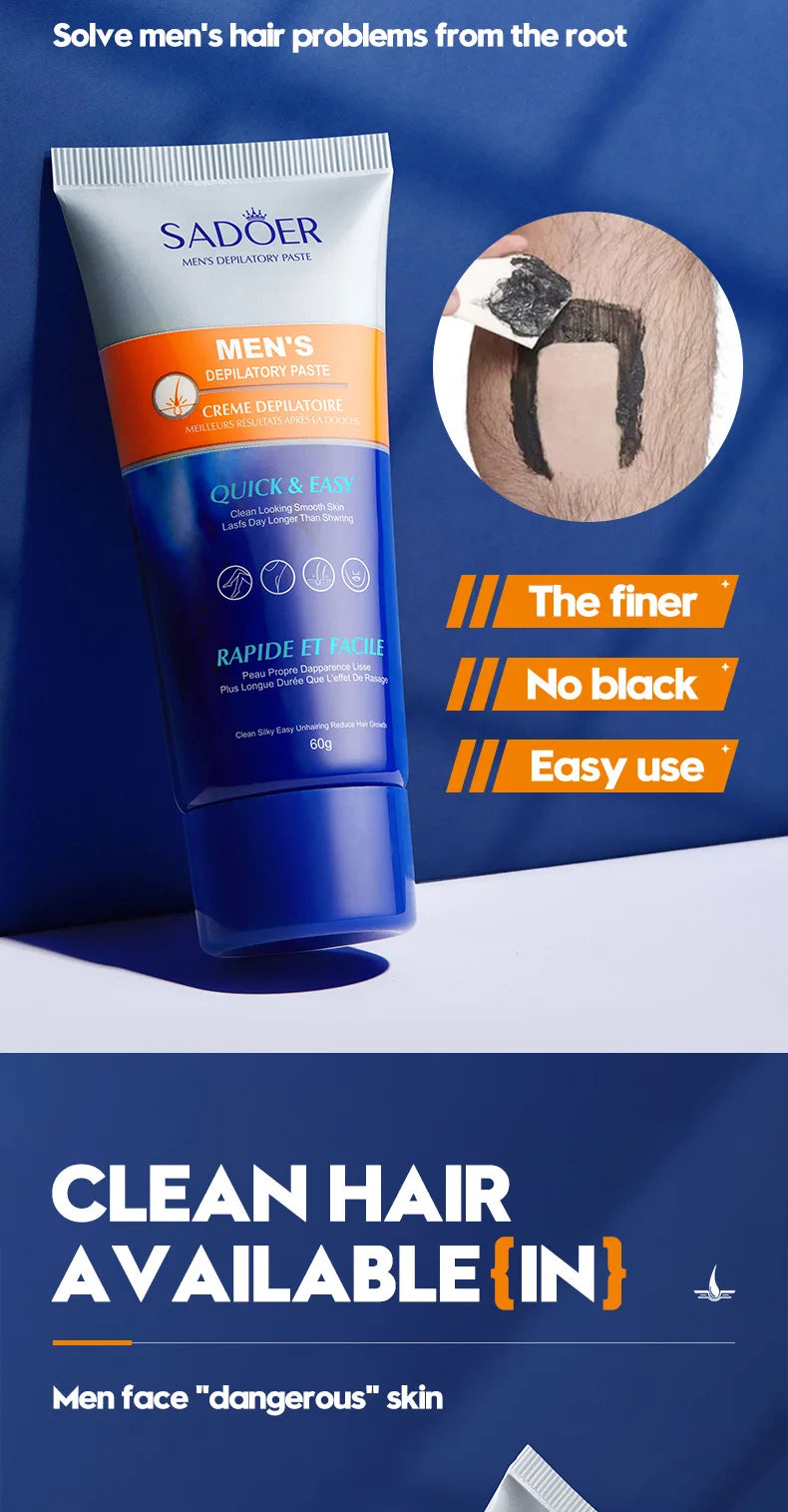 Men's Hair Removal Cream Permanent Epilator Private Area Painless Hair Remover Growth Inhibitor Spray Suitable Sensitive Skin