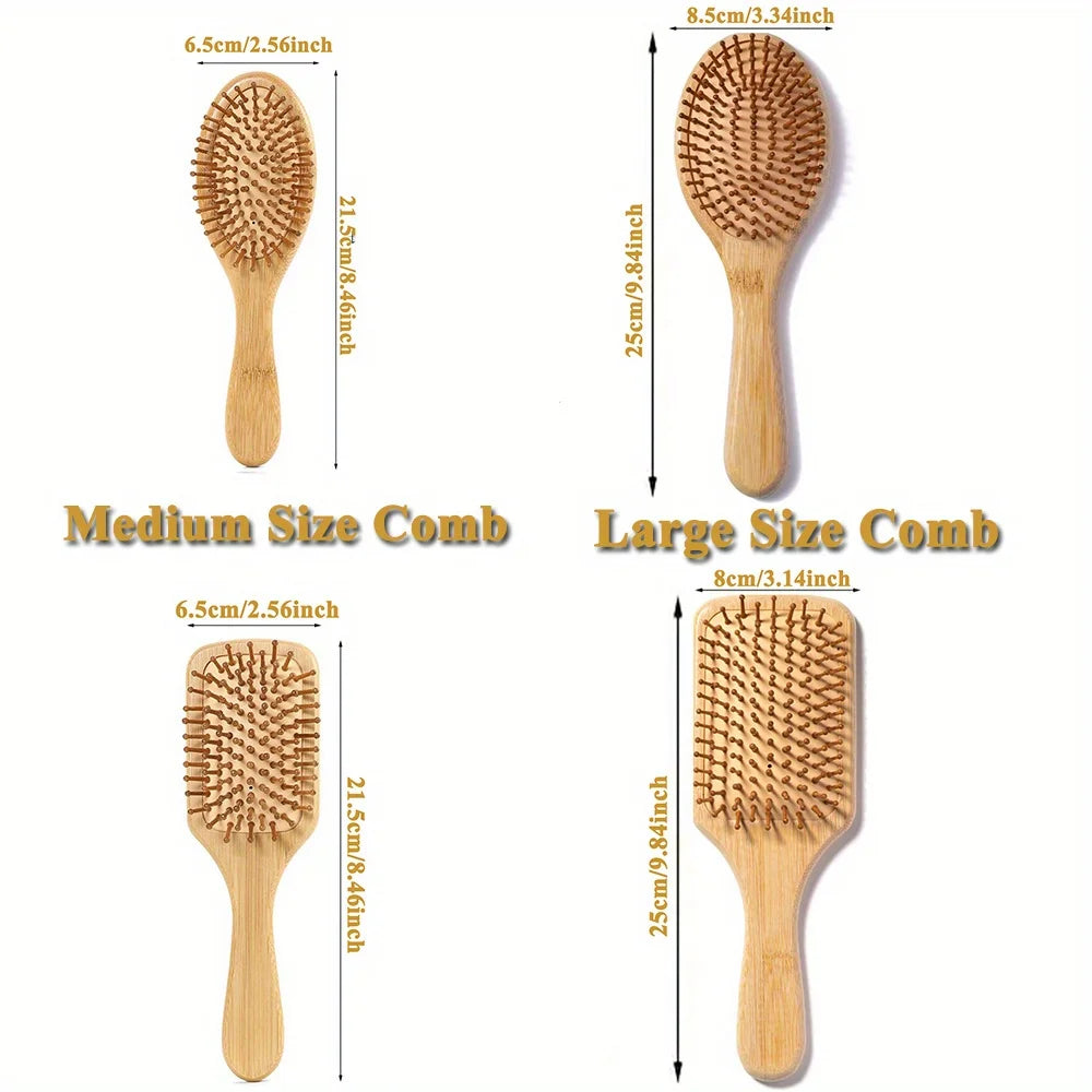 Wooden Hair Brush Improve Hair Growth Wood Hairbrush Prevent Hair Loss Comb Bamboo Comb Teeth Hairdressing Styling Hair Tools