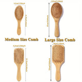 Wooden Hair Brush Improve Hair Growth Wood Hairbrush Prevent Hair Loss Comb Bamboo Comb Teeth Hairdressing Styling Hair Tools