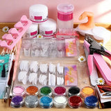 23-in-1 Acrylic Nail Kit for Beginners — Includes 12 Acrylic Powder Colors, Nail Extension Tools, and Various Manicure Tools