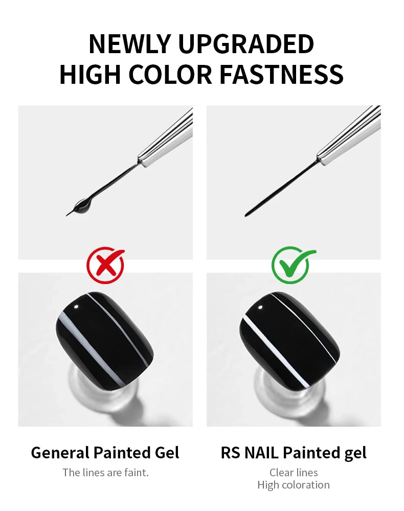RS NAIL 5g Painting Gel Nail Polish Black White Nail Painting Art Gel Line Flower Drawing Gel Semi-solid UV LED Soak Off Varnish