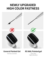 RS NAIL 5g Painting Gel Nail Polish Black White Nail Painting Art Gel Line Flower Drawing Gel Semi-solid UV LED Soak Off Varnish