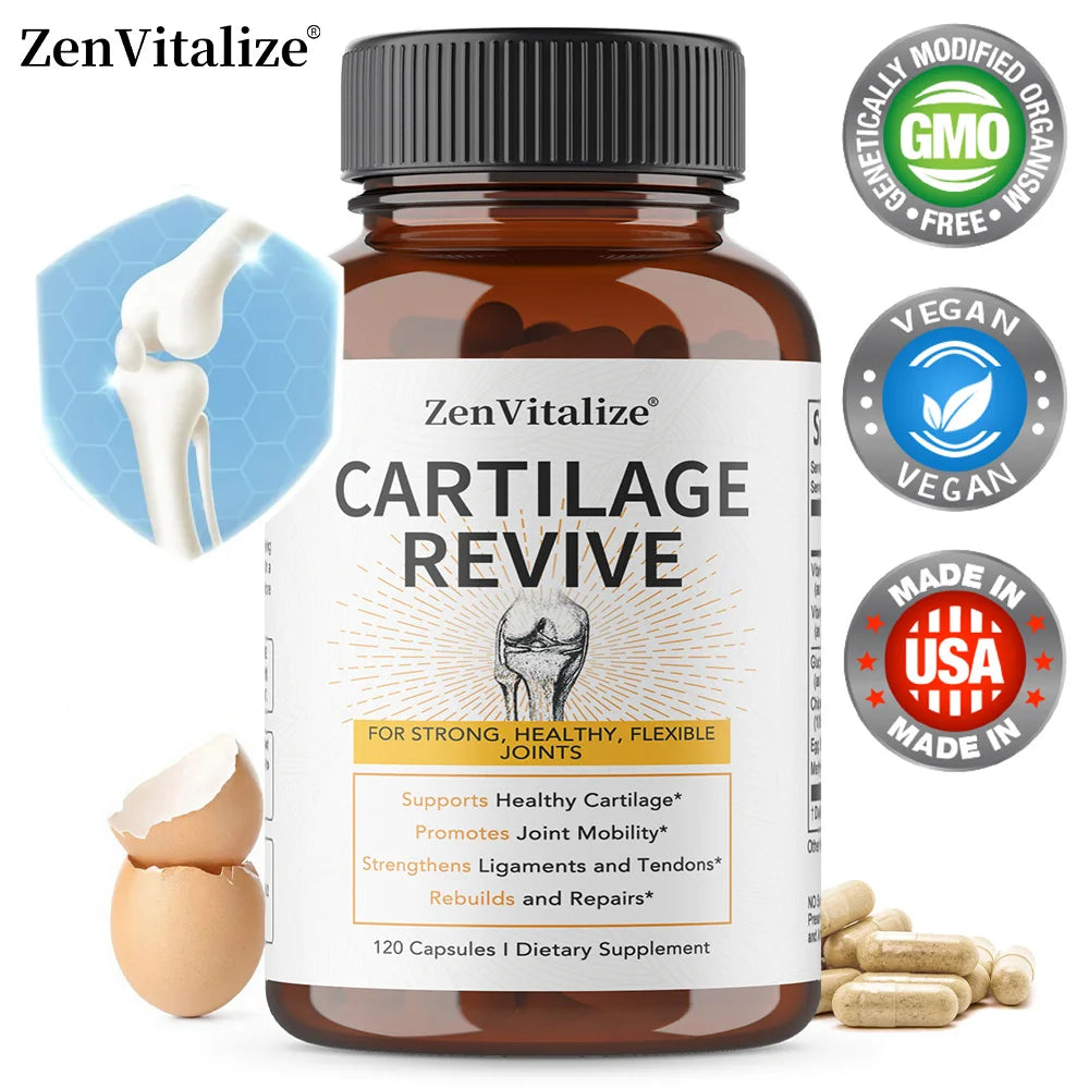 Cartilage Revive + Joint Support Supplement for Men and Women with Type II Collagen,D-Glucosamine Sulfate, MSM, Vitamin D3,C