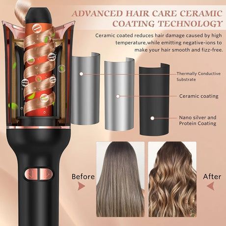 TINSOL Professional curling irons Ceramic auto-rotating air curling irons Air spinning rod styler Curling irons Styling tools