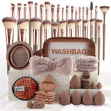 40 Pcs Beauty Makeup Tool Combo Set Face Wash Makeup Puff Full Set Clean Brush Set Professional Triangle Powder Puff Wash Tool