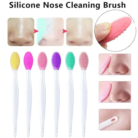 4PCS Random Silicone Face Cleansing Brush Nose Blackhead Remover Exfoliating Tool With Replacement Head