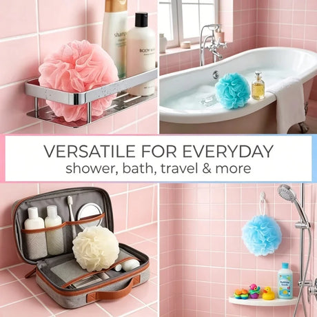 Solid Color Hanging Bath Ball Non-Dispersible Foaming Bath Flower For Home Shower Cleansing Hanging Rope Bath Ball Solid Color