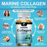 Premium Hydrolyzed Marine Collagen Supplement, with Hyaluronic Acid, Vitamin C & E, Promotes Glowing Skin, Hair & Nails Health