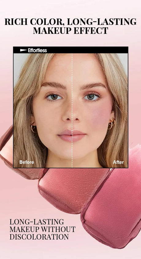 Pocket Matte Blush Stick Long Lasting Non-Sticky Lip & Cheek Tint Natural Nude Brightening Contour Rouge