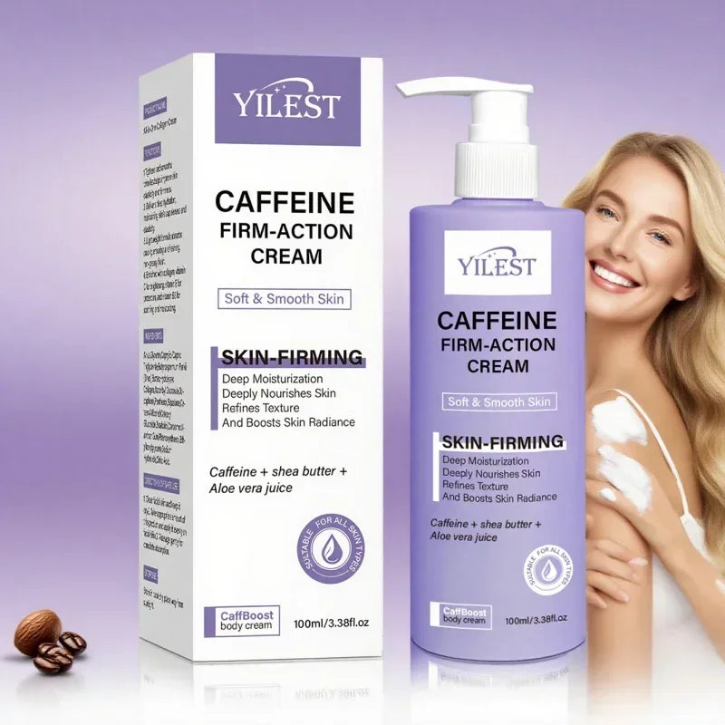 YILEST Caffeine Firm Action Cream 100ml Skin Firming Moisturizing Body Cream with Shea Butter Aloe Vera for Soft Smooth SkinCare