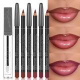 4-Pack Lip Liner and Lip Oil Set - Smooth Lip Liners for Defined Contours & Moisturizing Lip Oils for Luxurious Shine - Perfect
