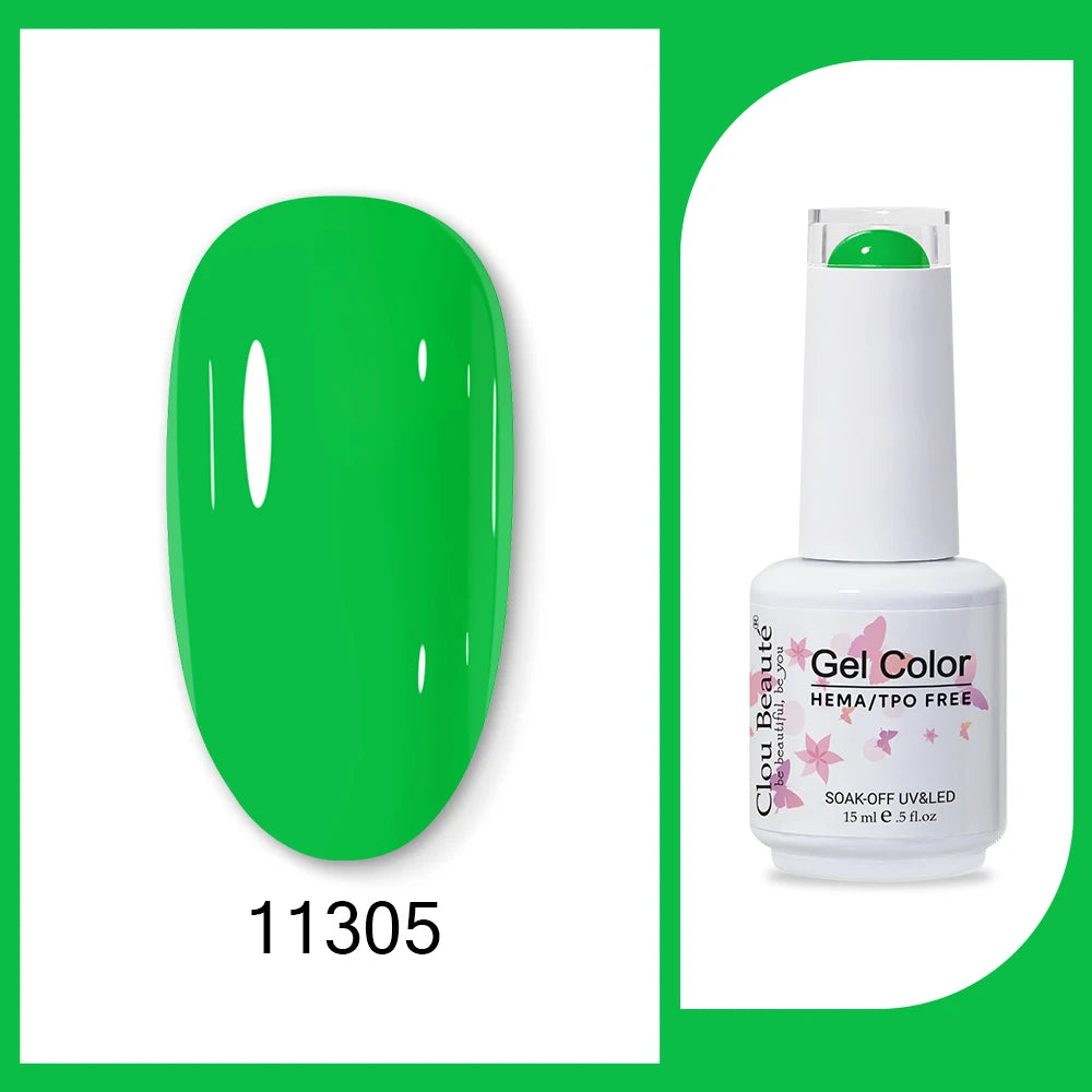 Clou Beaute Gel Color Hema TPO Free 15ml Gel Nail Varnish Soak Off UV Gel Polish Nail Art Manicure Lacquer Nail Art Jelly Gel