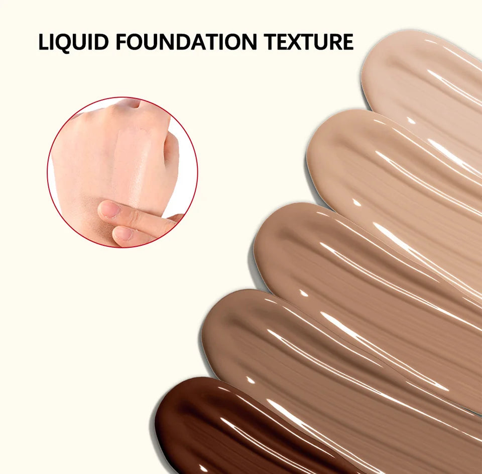 5 Colors Matte Liquid Foundation Base Sweat Resistant Smooth Cover Blemish Pores Natural Matte Finish Lightweight Face Makeup Cosmetic Base