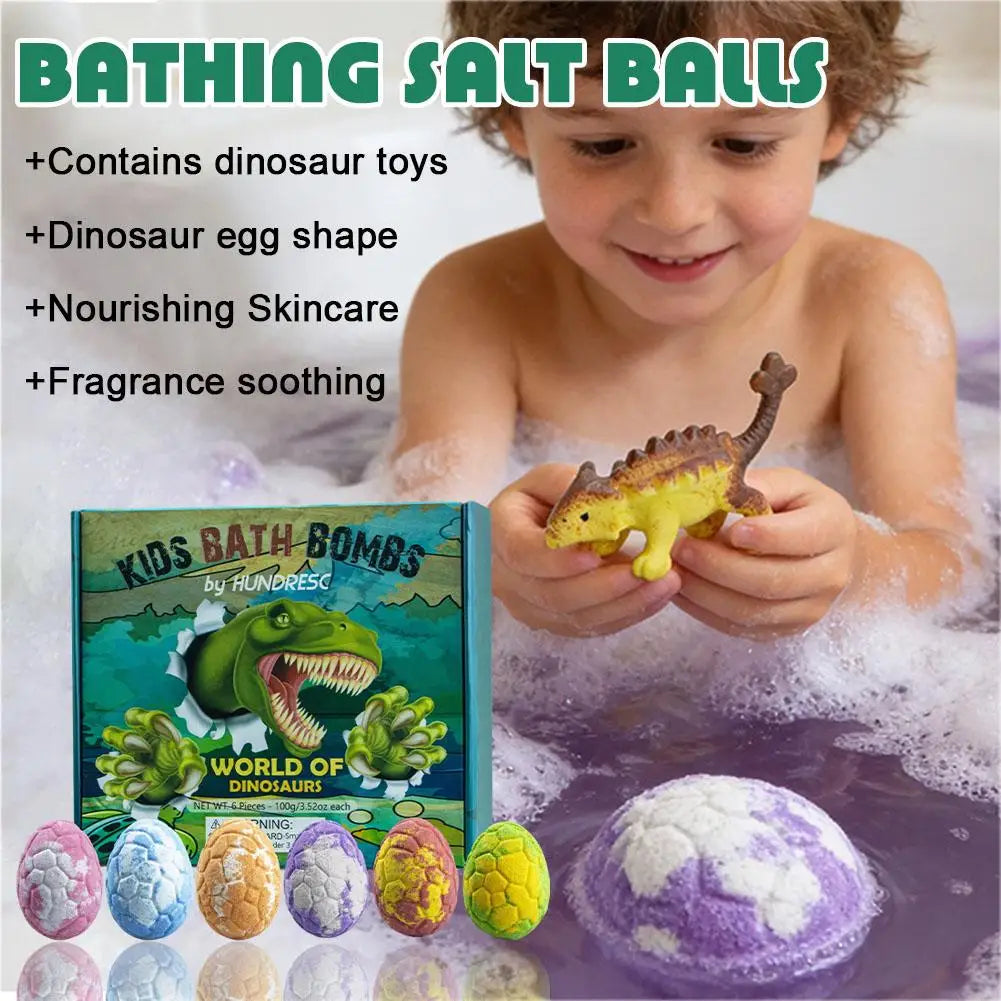 6PCS/SET Dinosaur Egg Adventure Bath Bomb Within Random Dinosaur Toy Moisturize, Stress Relief Cleasing Bathing Ball