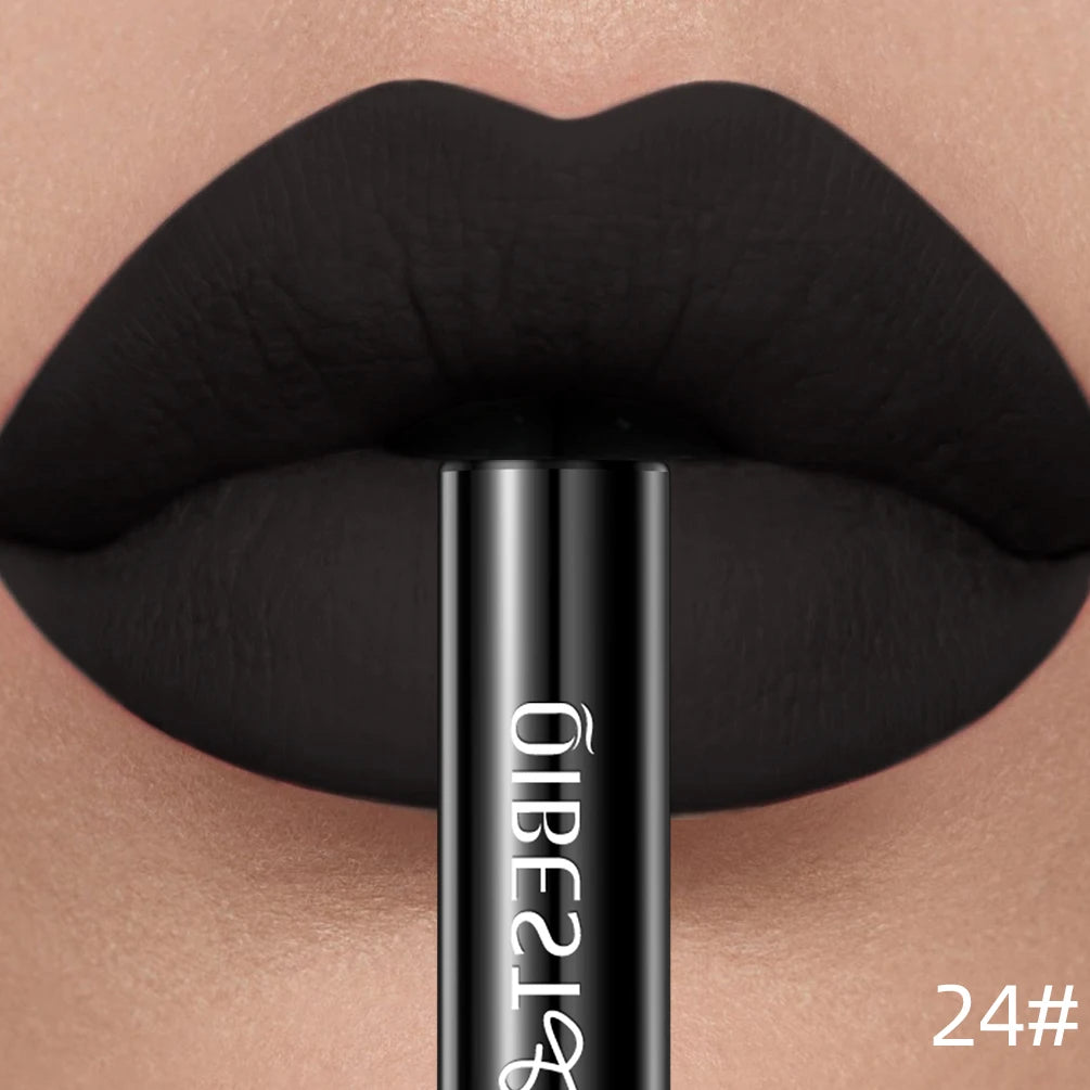 QIBEST Matte Liquid Lipstick Waterproof Long Lasting Velvet Lip Gloss Tint Tube Matte Nude Pigment Red Lipgloss Lips Makeup