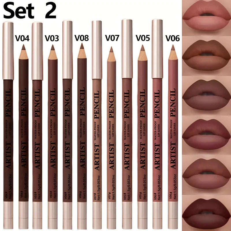 6pcs/Set Lip Liner Set & Long Lasting Matte Waterproof Lipstick Lipliner Lipstick Set Women Lips Makeup Cosmetics