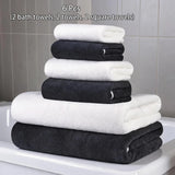 Luxury 6Pcs Towel Set 2 Bath 2 Hand 2 Face Microfiber Highly Absorbent Fast Drying Hotel Quality for Home Spa Bathroom