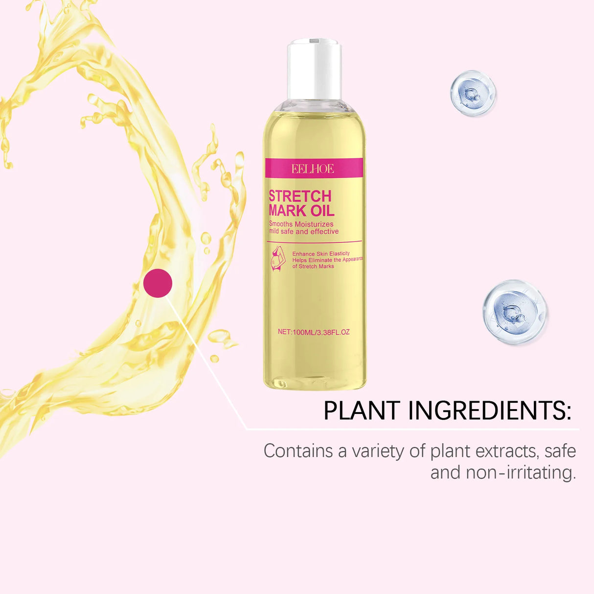 EELHOE Vitamin E Skin Care Oil Remove Pregnancy Stretch Marks Postpartum Care Elastic Skin Firming Collagen Body Care Oil 100ml