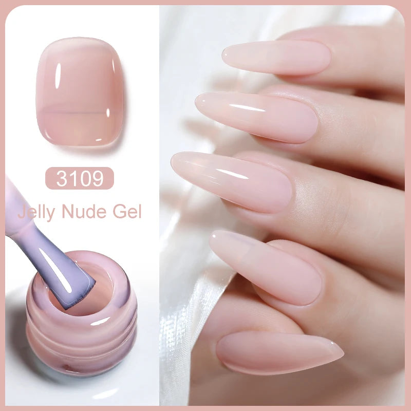 Clou Beaute Translucent Jelly Nude Pink Nail Gel Polish 15ml Vernis Semi Permanent Gel Colorful Varnish Nail Art Manicure Gel
