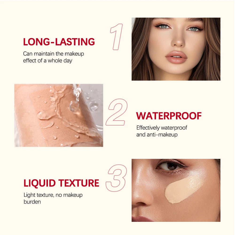 5 Colors Matte Liquid Foundation Base Sweat Resistant Smooth Cover Blemish Pores Natural Matte Finish Lightweight Face Makeup Cosmetic Base