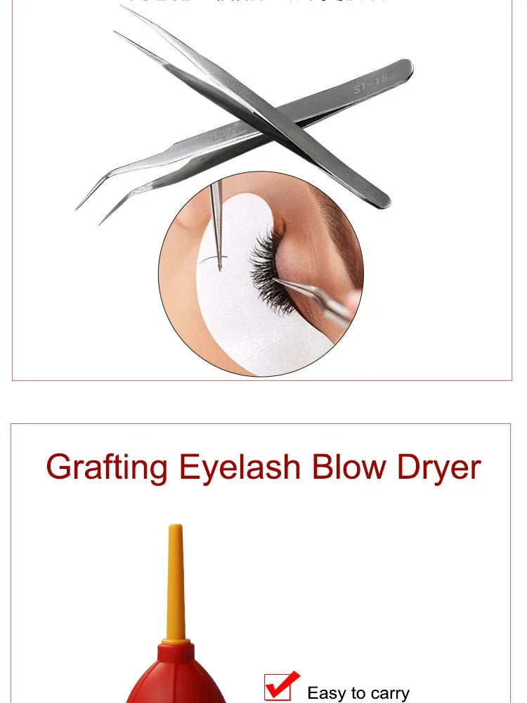 False Eyelash Extension Kit Set for Beginner Lash Brush Tweezers Glue Ring Eye Pad Eyelash Extension Supplies Lash Accessories