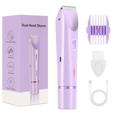 Women Electric Shaver Dual Head Bikini Trimmer Waterproof Body Hair  Trimmer Facial Hair Remover for Bikini Underarm Leg Arm