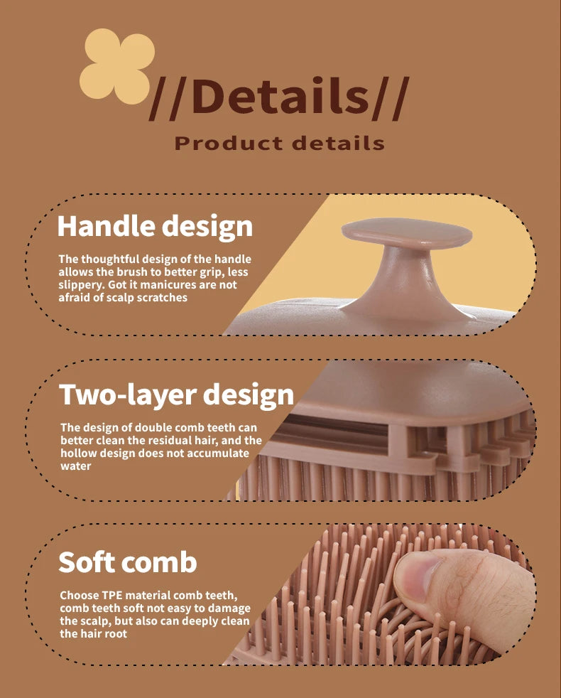 1pcs Silicone Shampoo Brush Head Scalp Massage Comb Hair Washing Comb Body Massage Shower Brush Salon Hairdressing Tool
