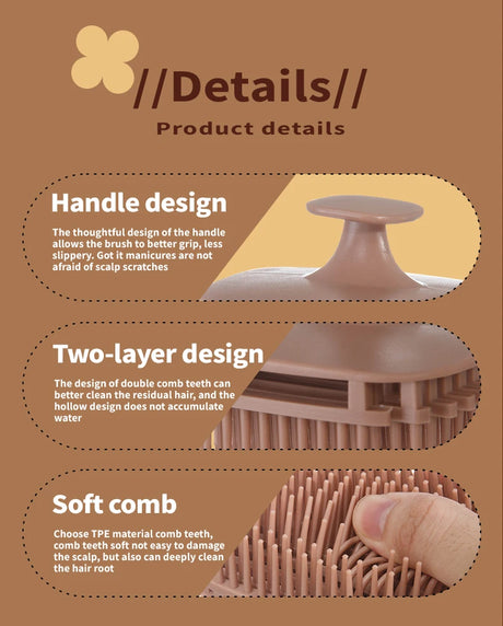 1pcs Silicone Shampoo Brush Head Scalp Massage Comb Hair Washing Comb Body Massage Shower Brush Salon Hairdressing Tool