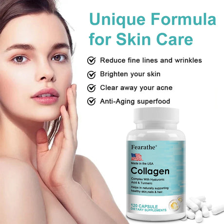 Marine Collagen Capsules, Hydrolyzed Type 1 Collagen, Antioxidant Supplement, Support Skin Hair Nail & Joint Bone Wellness