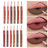 Matte Lip Liner Pencil Waterproof Smooth Application Smudge-Proof Moisturising Highly Pigmented 6 Colors Lip Contouring Makeup