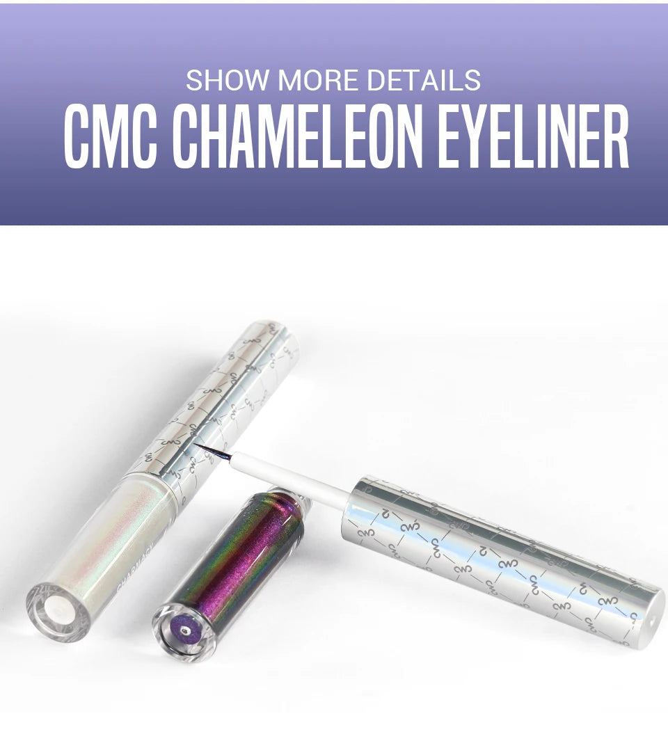 CHARMACY Duochrome Glitter Liquid Eyeliner Long Lasting Waterproof Smudgeproof Ultra Fine Tip Eye Liner Women Makeup Cosmetics