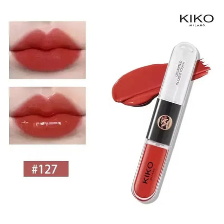 New Kiko Double Headed Lipstick Transparent Mirror Lip Gloss Non Fading Oil Sexy Rich Lip Gloss Milk Tea Bean Paste Naked Makeup
