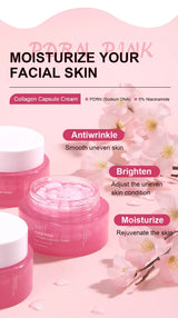 Korean PDRN Pink Collagen Capsule Cream with Niacinamide Cream for Uneven Skin Tone Lightweight Face Moisturizer Non Greasy care
