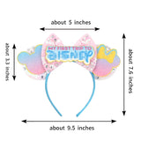 2026 Disney Trip Mickey Ears Headband For Girls Sequin Castle Bow Hairband Cartoon Character Cosplay Hair Accessories Kids Party