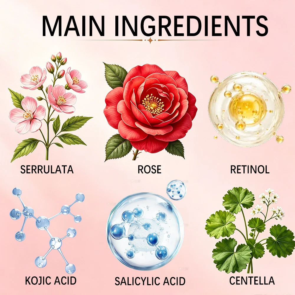 JUINHOU Natural Rose Vitamin ABCE Face Serum for Dull Uneven Skin Daily Hydrating Face Care Improve Skin Radiance Daily Skincare