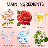 JUINHOU Natural Rose Vitamin ABCE Face Serum for Dull Uneven Skin Daily Hydrating Face Care Improve Skin Radiance Daily Skincare