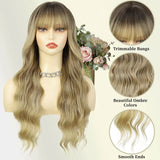 Synthetic wig high temperature fiber long curly hair with bangs soft hair wigs for women