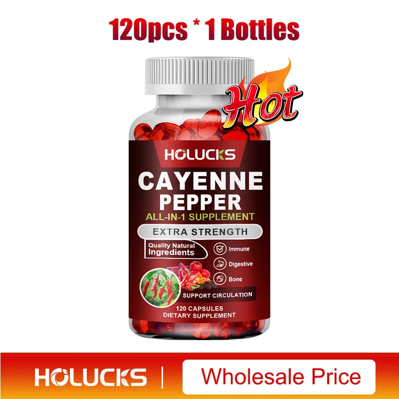 Cayenne Pepper Capsules, with Vitamin D3 K2, Blood Circulation, Promote Digestion, Boost Metabolism, Support Joint, Bone Health