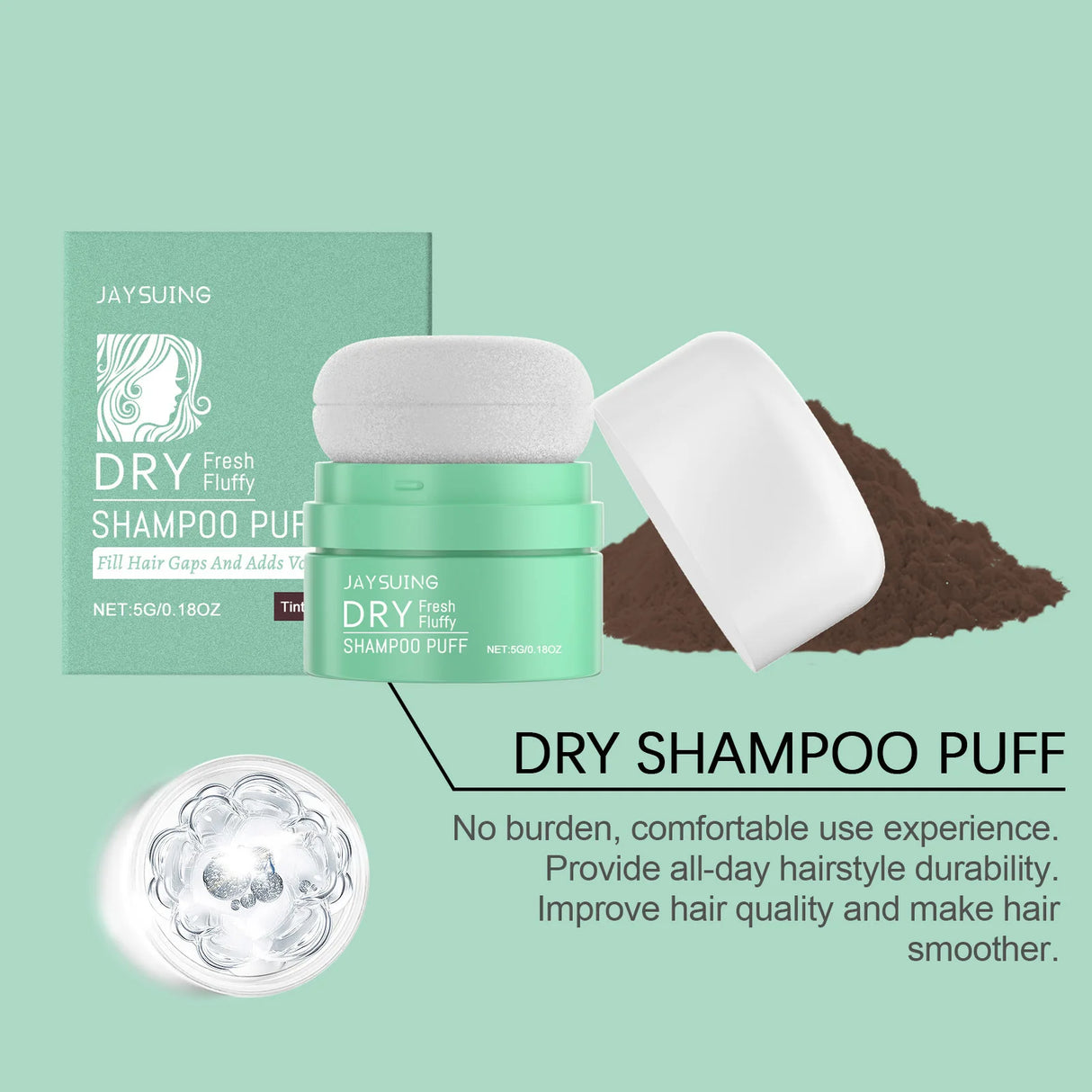 Matte Dry Shampoo Puff Instant Oil Control Lift Root Fluffy Hair Refresh Scalp Portable Matte Finish Hair Care Dry Hair Powder