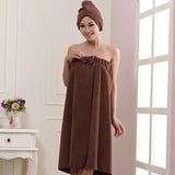 Women Bath Towel Microfiber Fabric Beach Towel Soft Wrap Women Bath Skirt Dry Hair Cap Set Super Absorbent Home For Bathroom
