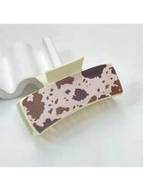 Western Leather Hair Claw Clips Sunflower Floral Square Claw Clips for Hairstyling Southwest Cow Print Cowhide Hair Accessories