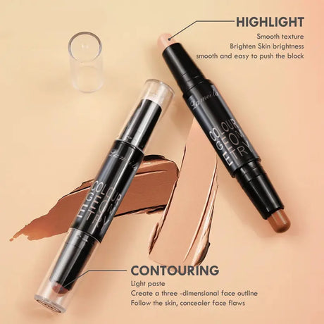 Dual-ended contour stick, facial foundation, concealer, long-lasting dark circles, correcting contour concealer, makeup