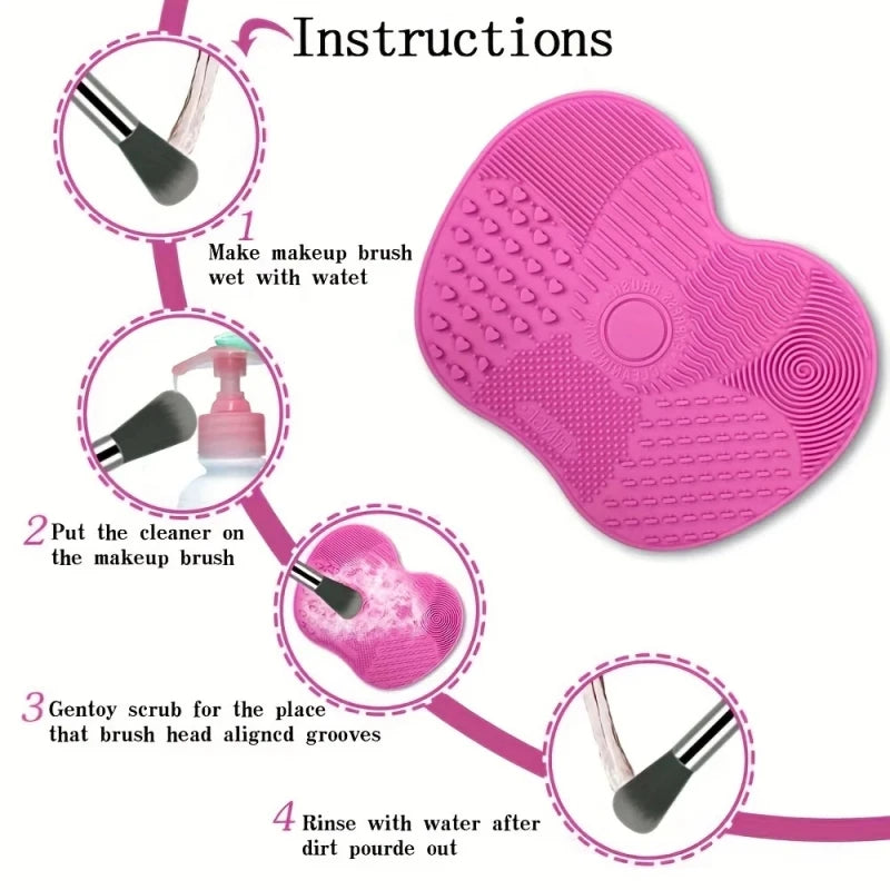 1pcs Silicone Apple-Shaped Makeup Brush Cleaner Pad With Suction Cup For Effective Cosmetic Tool makeup brush cleaning agent pad
