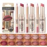 2-in-1 Lip Makeup Set, Matte Lipstick & Lip Liner Pencil, Nude Brown, Waterproof Long Lasting Tinted Lip Balm Contour Kit