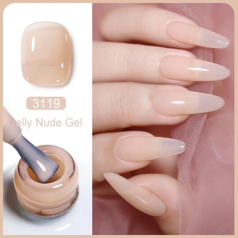 Clou Beaute Translucent Jelly Nude Pink Nail Gel Polish 15ml Vernis Semi Permanent Gel Colorful Varnish Nail Art Manicure Gel
