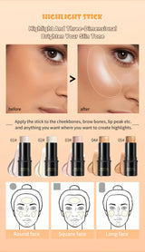 Face Brown Bronzer Contour Stick Face Foundation Makeup Pen Lasting Smooth Contour Shadow Blusher Highlight Concealer Cosmetics