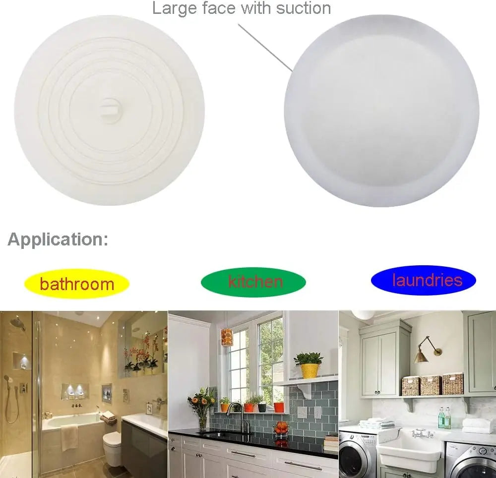 3PCS Bathtub Drain Stopper Cover,6 inch Silicone Bath Tub Plug Essentials Flat Suction for Kitchen Bathroom Laundry Accessories