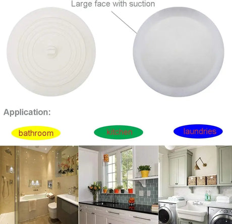 3PCS Bathtub Drain Stopper Cover,6 inch Silicone Bath Tub Plug Essentials Flat Suction for Kitchen Bathroom Laundry Accessories